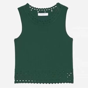 SANDRO Moss Green Knitted Tank Top with Cut Out Details sz 3 NWOT